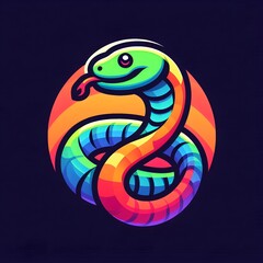 Fototapeta premium Cartoon viper reptile vector illustration, funny snake with ribbon, cute green serpent design for zoo