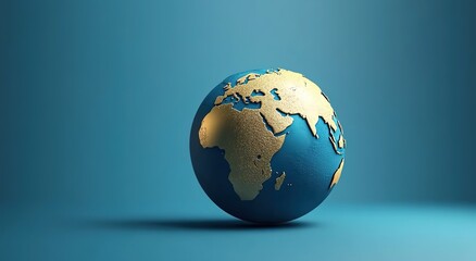 3D rendering of the Earth on a blue background    
