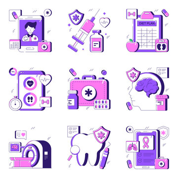 Set of Healthcare Flat Illustrations

