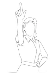 Single continuous line drawing confident businesswoman