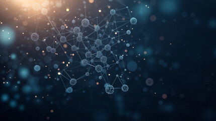 A blue and white image of a network of dots