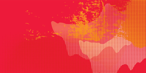 Yellow and red abstract grunge background with halftone style.