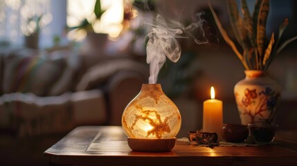 Obraz premium Photo of an aroma lamp on a table with