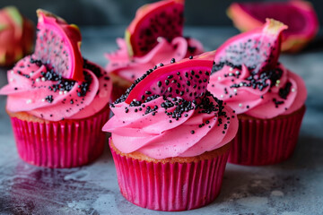 fresh dragon fruit themed cupcakes aesthethic photography