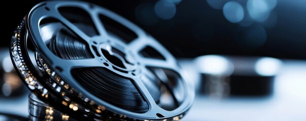Elegant close-up of vintage movie film reels on a white background, representing the timeless appeal of traditional filmmaking tools