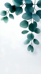 Branches adorned with vibrant leaves against a white background, exuding youthful vitality. 32k UHD, Flickr, hanging scroll.