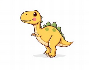 cartoon dinosaur with green spots standing on one leg.