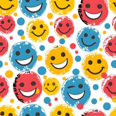 seamless pattern with funny faces