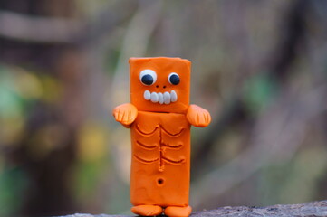 Toy funny zombies. Halloween decorations. Child monsters.