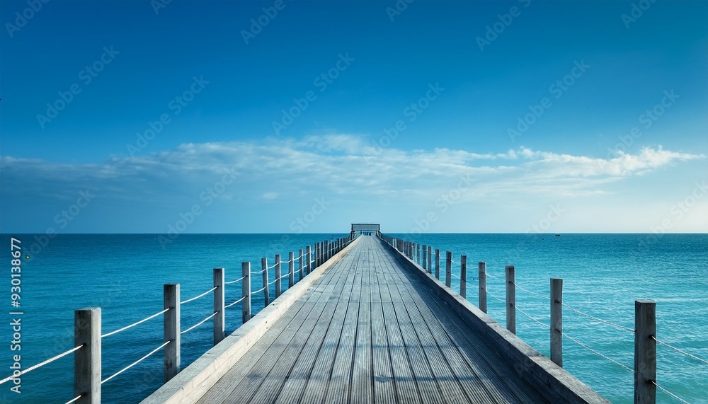 Wall mural a pier stretching into the blue horizon