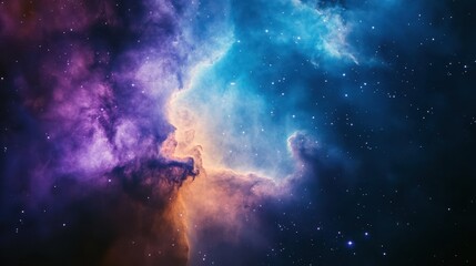 Obraz premium A vibrant cosmic nebula filled with colorful gases and stars.