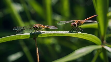dragonfly resting on a leaf
