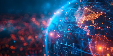 Vibrant Digital Globe Illustrating Global Internet Traffic and Connectivity