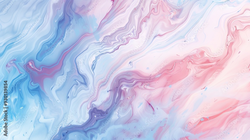 Poster a fluid marble pattern features pastel colors blending softly, evoking a serene atmosphere and artis