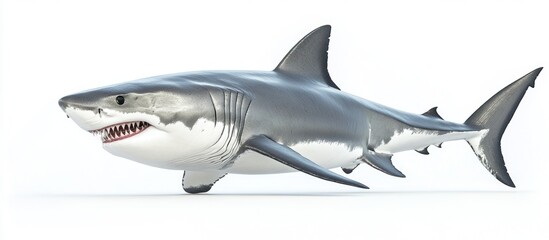 Naklejka premium Great White Shark with Open Mouth