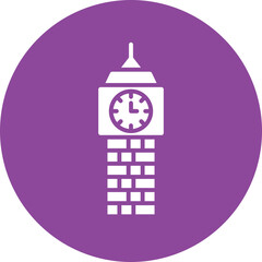 Big Ben glyph circle icon