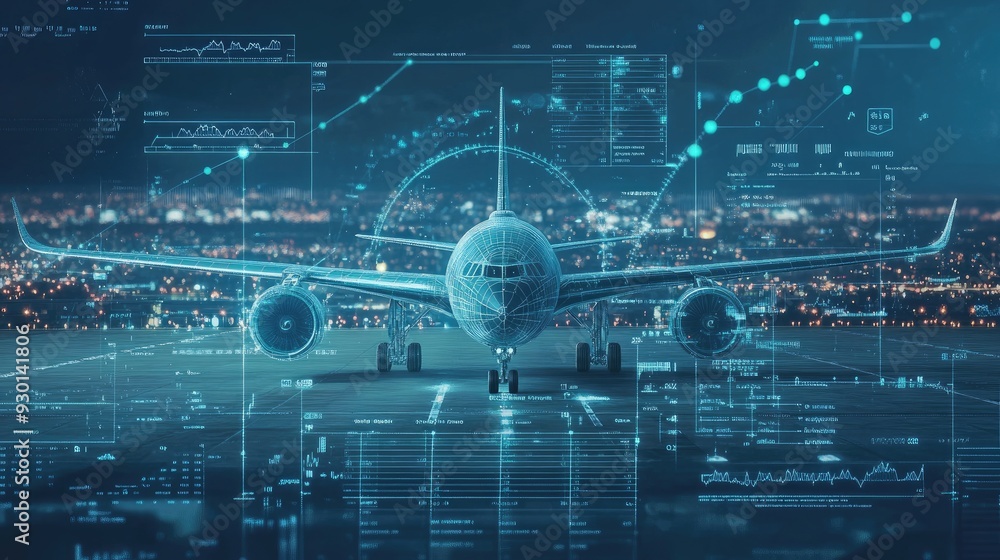 Poster real-time fleet monitoring: interface displaying real-time data on cargo aircraft, highlighting adva