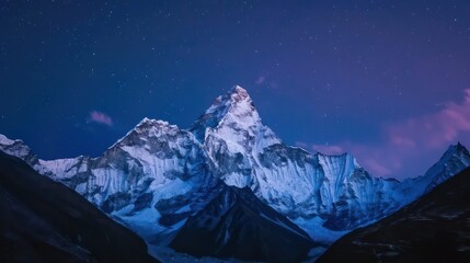 Long shutter time night view of sky at Munsiyari, Kumaon region, Uttarakhand, India