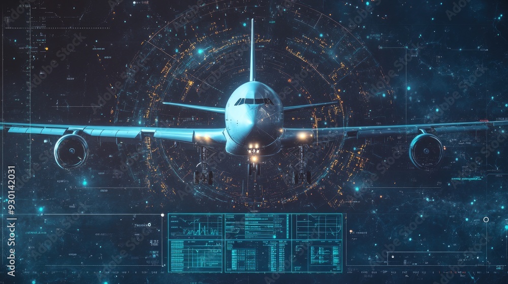 Poster real-time fleet monitoring: interface displaying real-time data on cargo aircraft, highlighting adva