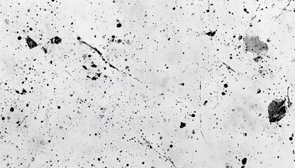 Black paint splatter on white textured background abstract design