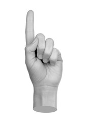 Hand shows virtual touching, isolated on transparent background. Contemporary art