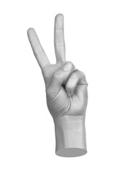 Hand shows finger-counting, isolated on transparent background. Contemporary art