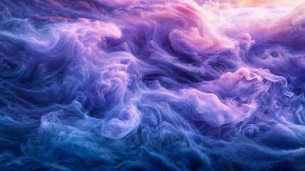 A vibrant and ethereal blend of swirling colorful clouds and mist, creating a dreamlike atmosphere