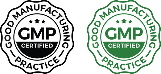 Obraz premium GMP (Good Manufacturing Practice) certified round stamp on white background - Vector
