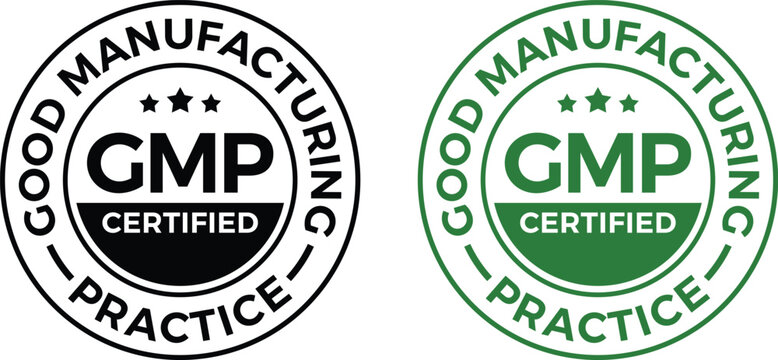 GMP (Good Manufacturing Practice) certified round stamp on white background - Vector