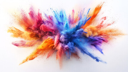 Obraz premium colorful dust clouds, Color powder splash rainbow background paint holi smoke colour . Powder color splash explosion dust ink burst splatter 