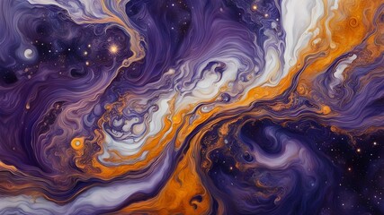 Abstract Cosmic Swirl Painting with Nebula and Stardust