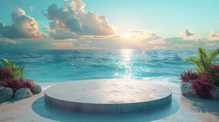 Summer Beach Podium for Product Display