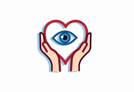 Hope for the Blind: A Symbolic Illustration of Hands Holding an Eye Inside a Heart, Representing Hope and Support for the Visually Impaired