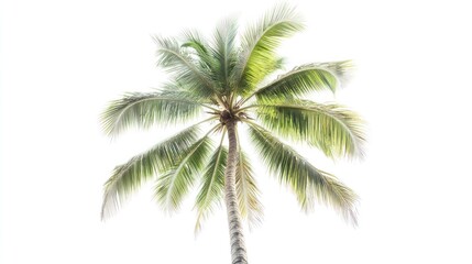 Tall Palm Tree Against a White Sky