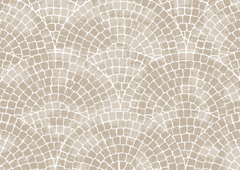 円形の石畳背景グランジベージュ