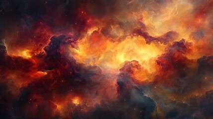 Fototapeta premium A vibrant cosmic scene filled with swirling colors and nebula-like formations.