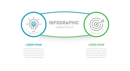 Two-stage thin infographics for presentations with changeable icons