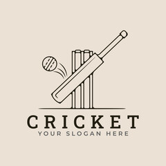cricket tournament line art logo  vector illustration minimalist design