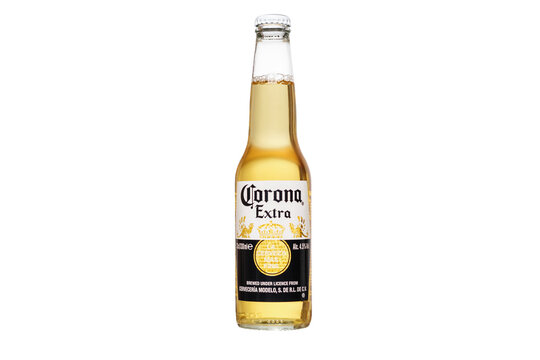 Ukraine, Odesa - August 1, 2024: Bottle of beer corona extra isolate