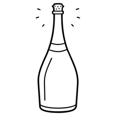 A bottle of champagne art vector illustration