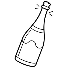 A bottle of champagne art vector illustration