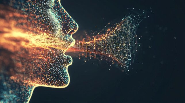 AI speaks letters, text-to-speech or TTS, text-to-voice, speech synthesis applications, generative Artificial Intelligence, futuristic technology in language and communication
