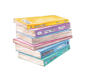 Watercolor stack of colorful books