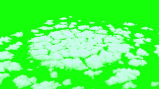 falling piece of snow on green background. 3d animation of a falling big snowball. snow falling to the ground. impact of a snowball on the ground on a green background