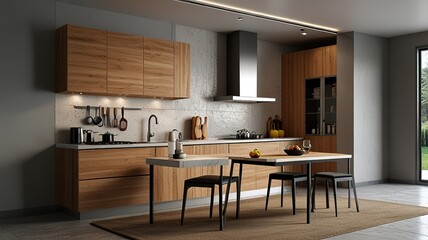 Fototapeta premium Modern Interior With Bright Wall, Living room, Bed room, kitchen, House Plants