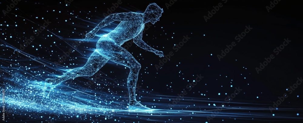 Poster abstract runner - a digital representation of movement and speed