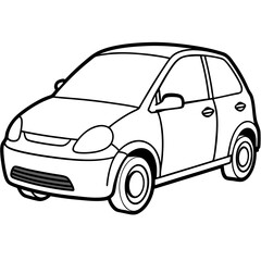 A compact hatchback with minimalist art vector illustration