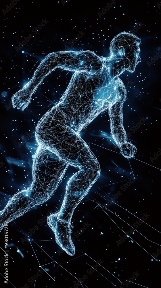 Poster Digital Runner - Speed and Motion in a Wireframe
