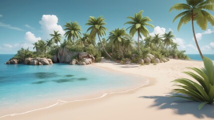 Obraz premium Caribbean island with palm trees on a clear background 