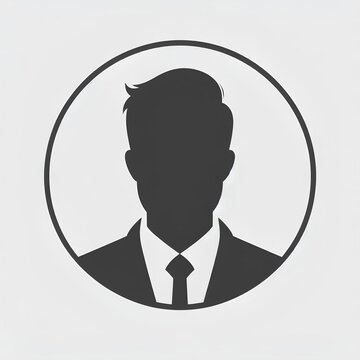 recommend clip art: A man's face is shown in a circle. The man is wearing a suit and tie. The image is black and white. User Icon, Generic Male Profile